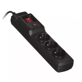 Strāvas sadalītājs ActiveJet COMBO 3GN 1,5 m — 3 E tipa rozetes, 230 V, 10 A, melns