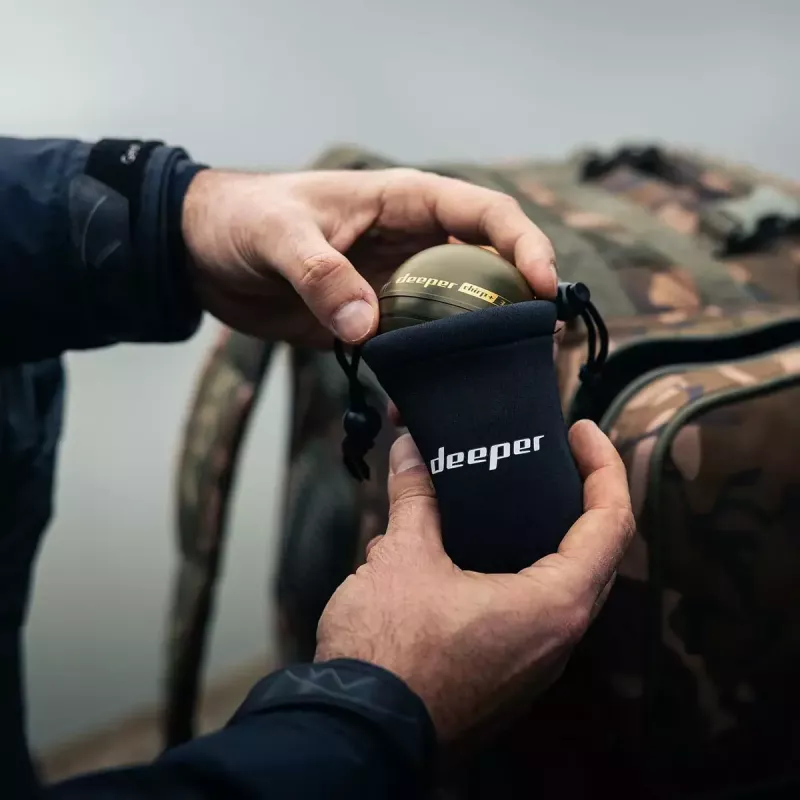 Pārnēsājams zivju meklētājs deeper Smart Sonar CHIRP+3 Wi‑Fi — metams bezvadu hidrolokators, maks. dziļums 100 m, konusa leņķi 47°/20°/7°, Wi‑Fi, GPS/GLONASS