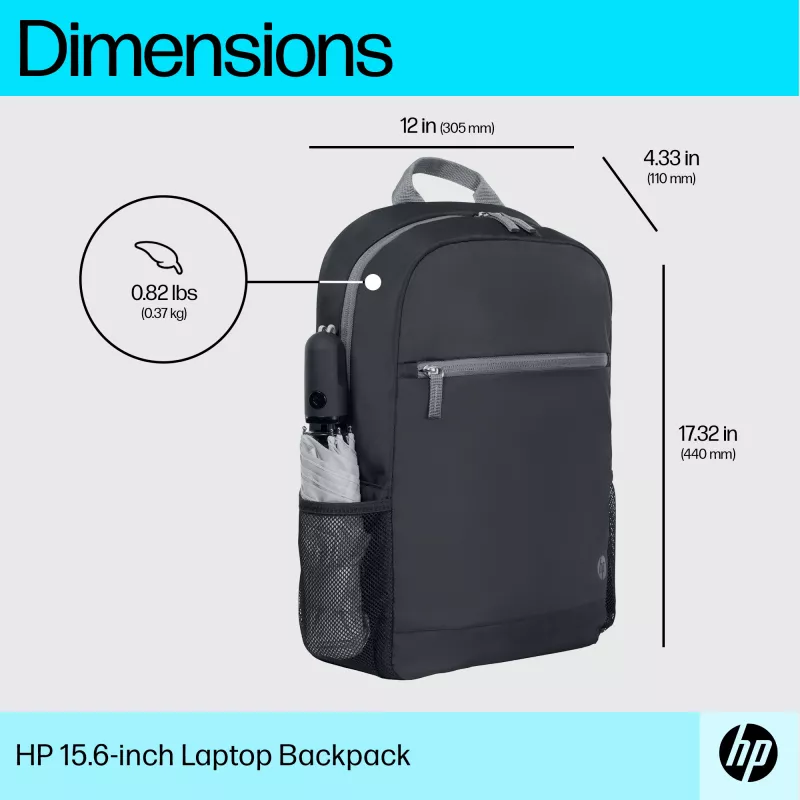 HP 15.6 collu klēpjdatora mugursoma, Mugursoma, 370 g