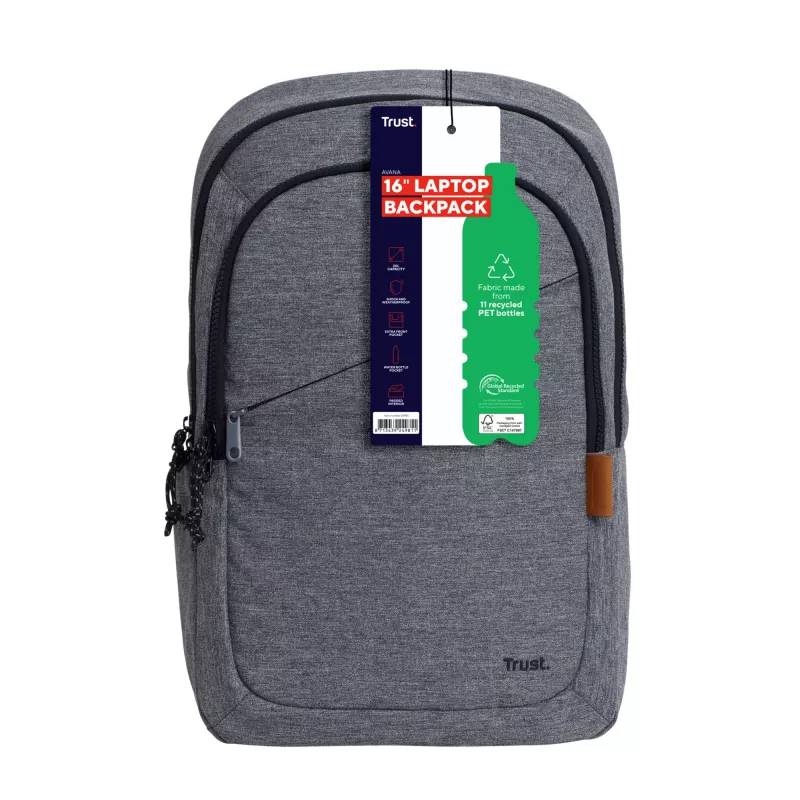 Mugursoma Trust Avana 40.6 cm 16 collas pelēka 3 nodalījumi