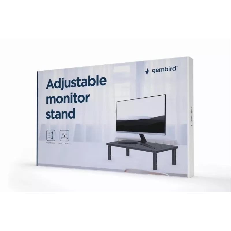 Brīvstāvošs galda monitora statīvs GEMBIRD MS-TABLE-01 — vienam displejam, 20 kg ietilpība, melns, manuāla augstuma regulēšana 100–140 mm