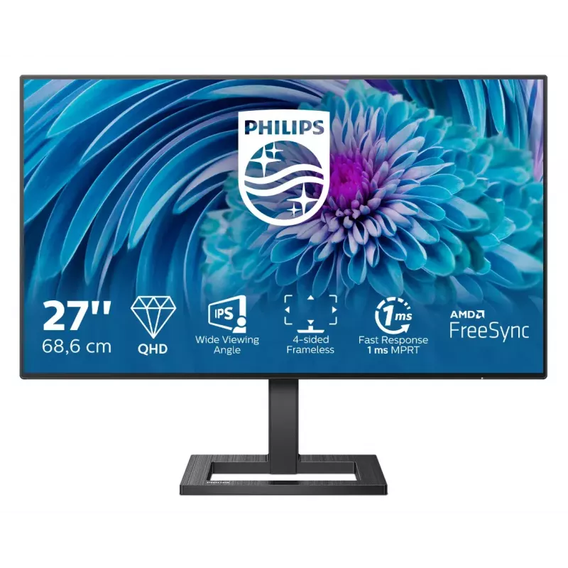 Philips E Line 275E2FAE/00 datora monitors 68.6 cm (27 colli) 2560 x 1440 pikseļi Quad HD LED Melns