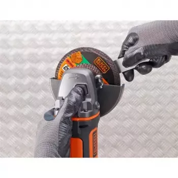 Leņķa slīpmašīna Melns & Decker BCG720N — bezvada 18V Li-Ion, 12,5 cm disks, līdz 8600 apgr./min, 3 roktura pozīcijas