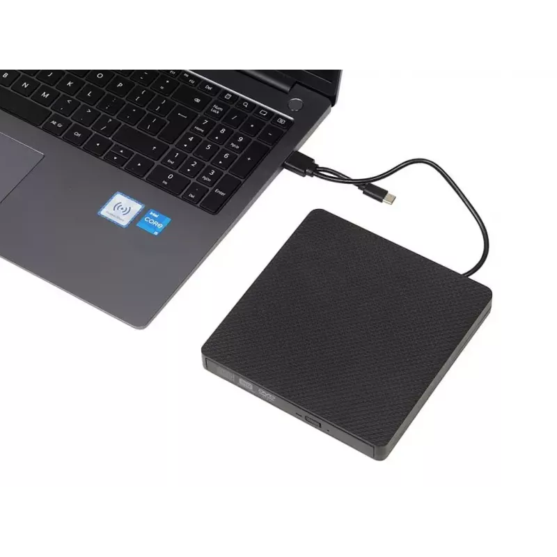 Optical Disc Drive IBOX IED03 DVD±RW USB 3.1 Gen1 (USB-C) Melns, tray, 24x CD / 8x DVD