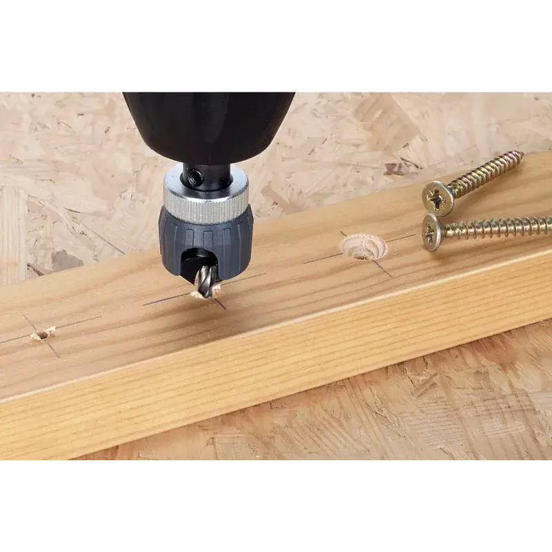 Skrūvju iestrādes palīgs Wolfcraft 2544000, sešstūra kāts, instrumentu tērauds, krāsainiem metāliem, 90° padziļinājums, iekļauta sešstūra atslēga