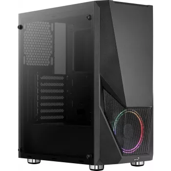 PC korpuss AEROCOOL Zauron Midi Tower Melns — Midi-Tower, sānu logs, atbalsta ATX/microATX/Mini-ITX, maks. GPU 32.5 cm, CPU dzesētāja augstums 166 mm, 2x 3.5 collu nodalījumi, 4x 2.5 collu nodalījumi