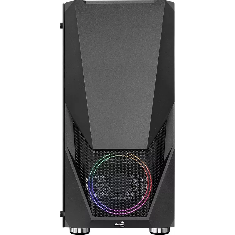 PC korpuss AEROCOOL Zauron Midi Tower Melns — Midi-Tower, sānu logs, atbalsta ATX/microATX/Mini-ITX, maks. GPU 32.5 cm, CPU dzesētāja augstums 166 mm, 2x 3.5 collu nodalījumi, 4x 2.5 collu nodalījumi