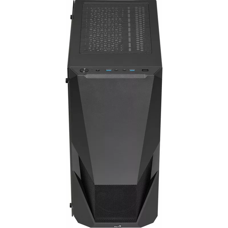 PC korpuss AEROCOOL Zauron Midi Tower Melns — Midi-Tower, sānu logs, atbalsta ATX/microATX/Mini-ITX, maks. GPU 32.5 cm, CPU dzesētāja augstums 166 mm, 2x 3.5 collu nodalījumi, 4x 2.5 collu nodalījumi