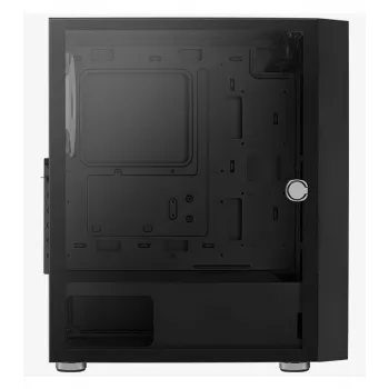 PC Midi Tower korpuss AEROCOOL Graphite‑G‑BK‑v2 — Melns, ATX/Micro‑ATX/Mini‑ITX, priekšā 2×140 mm + aizmugurē 1×140 mm