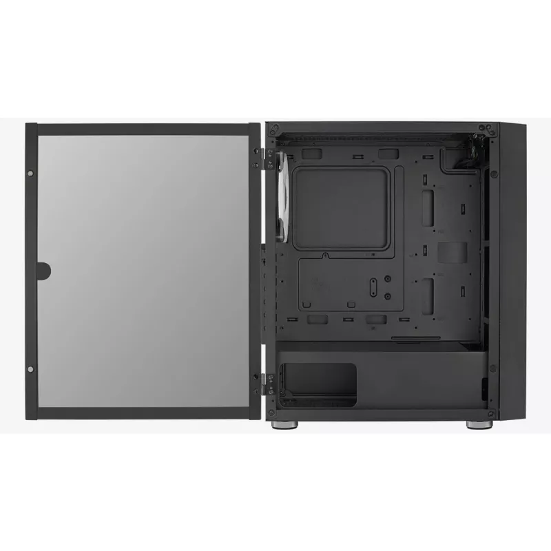 PC Midi Tower korpuss AEROCOOL Graphite‑G‑BK‑v2 — Melns, ATX/Micro‑ATX/Mini‑ITX, priekšā 2×140 mm + aizmugurē 1×140 mm
