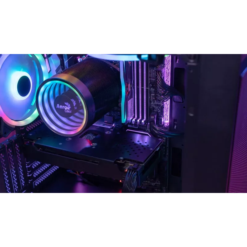PC Midi Tower korpuss AEROCOOL Graphite‑G‑BK‑v2 — Melns, ATX/Micro‑ATX/Mini‑ITX, priekšā 2×140 mm + aizmugurē 1×140 mm
