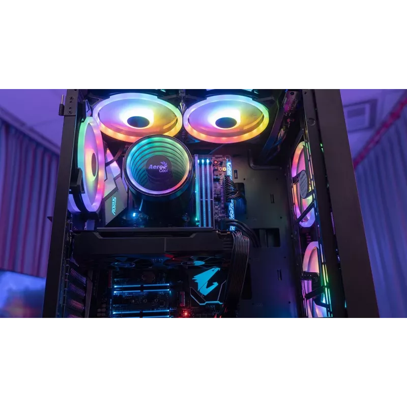 PC Midi Tower korpuss AEROCOOL Graphite‑G‑BK‑v2 — Melns, ATX/Micro‑ATX/Mini‑ITX, priekšā 2×140 mm + aizmugurē 1×140 mm