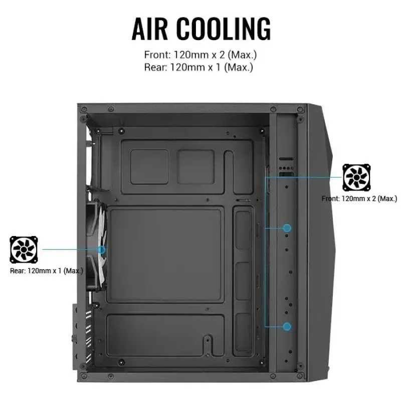 PC case AEROCOOL Raider Mini G V3 Mini-ITX / microATX, melns, sānu logs, zaļš LED, maks. GPU 285 mm, CPU dzesētājs 159 mm