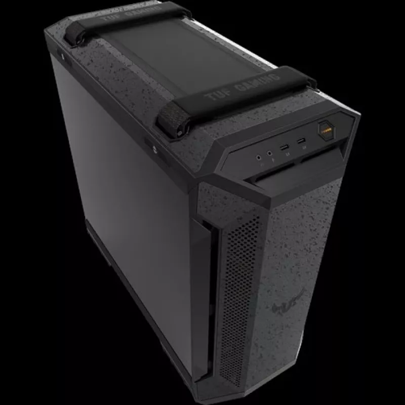 PC korpuss ASUS TUF Gaming GT501 Midi Tower — Melns, atbalsta ATX/Micro-ATX/Mini-ITX/E-ATX, 3x120 mm priekšā, 1x140 mm aizmugurē, 42 cm GPU, 18 cm CPU dzesētājs