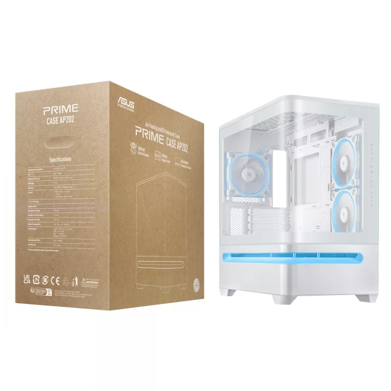 ASUS PRIME AP202 ARGB Midi Tower balta
