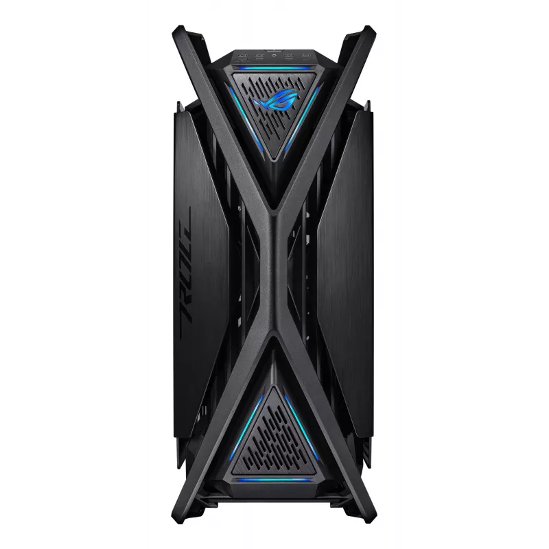 PC korpuss ASUS ROG Hyperion GR701 BTF Edition Tower — melns, rūdīts stikls, E-ATX/ATX/microATX atbalsts, 46 cm GPU, 420 mm augšējais radiators