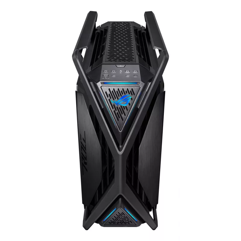 PC korpuss ASUS ROG Hyperion GR701 BTF Edition Tower — melns, rūdīts stikls, E-ATX/ATX/microATX atbalsts, 46 cm GPU, 420 mm augšējais radiators