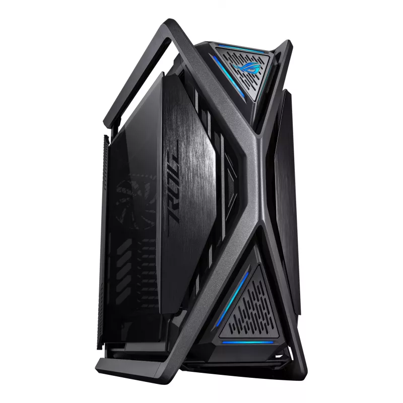 PC korpuss ASUS ROG Hyperion GR701 BTF Edition Tower — melns, rūdīts stikls, E-ATX/ATX/microATX atbalsts, 46 cm GPU, 420 mm augšējais radiators