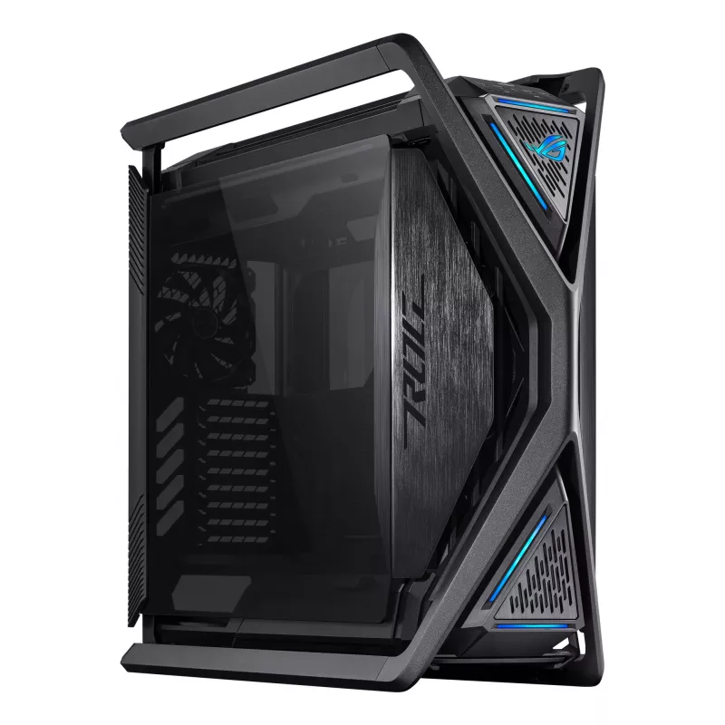 PC korpuss ASUS ROG Hyperion GR701 BTF Edition Tower — melns, rūdīts stikls, E-ATX/ATX/microATX atbalsts, 46 cm GPU, 420 mm augšējais radiators