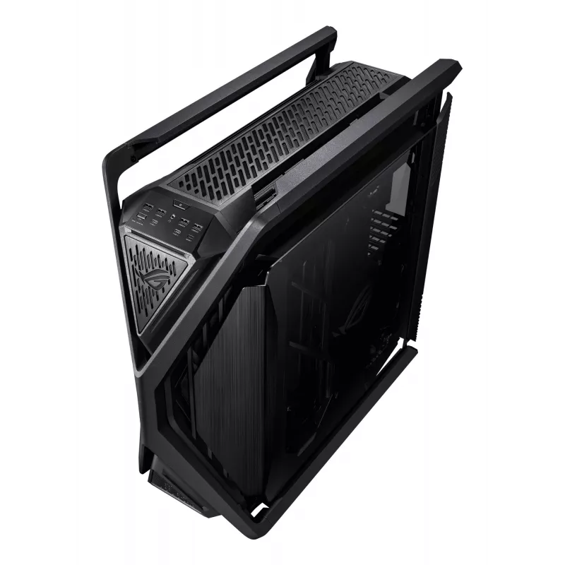 PC korpuss ASUS ROG Hyperion GR701 BTF Edition Tower — melns, rūdīts stikls, E-ATX/ATX/microATX atbalsts, 46 cm GPU, 420 mm augšējais radiators