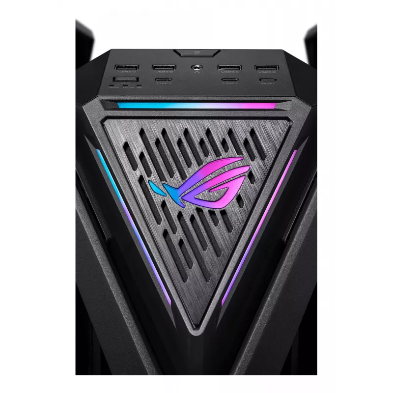 PC korpuss ASUS ROG Hyperion GR701 BTF Edition Tower — melns, rūdīts stikls, E-ATX/ATX/microATX atbalsts, 46 cm GPU, 420 mm augšējais radiators