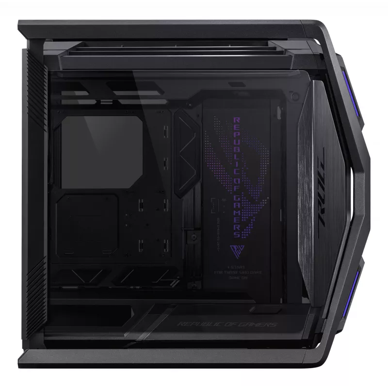 PC korpuss ASUS ROG Hyperion GR701 BTF Edition Tower — melns, rūdīts stikls, E-ATX/ATX/microATX atbalsts, 46 cm GPU, 420 mm augšējais radiators