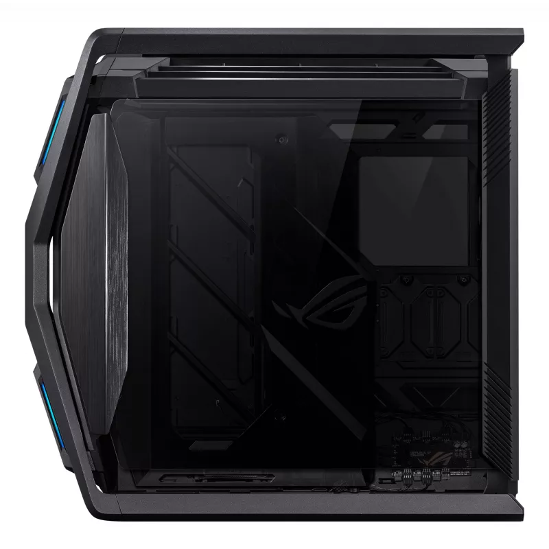 PC korpuss ASUS ROG Hyperion GR701 BTF Edition Tower — melns, rūdīts stikls, E-ATX/ATX/microATX atbalsts, 46 cm GPU, 420 mm augšējais radiators