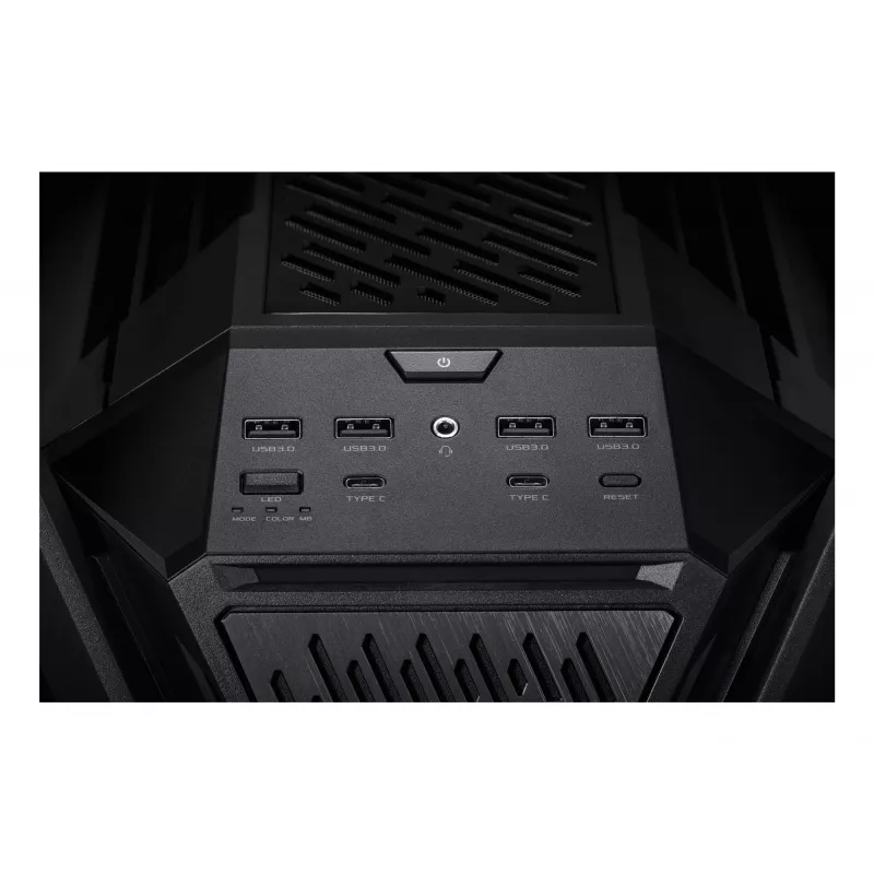 PC korpuss ASUS ROG Hyperion GR701 BTF Edition Tower — melns, rūdīts stikls, E-ATX/ATX/microATX atbalsts, 46 cm GPU, 420 mm augšējais radiators