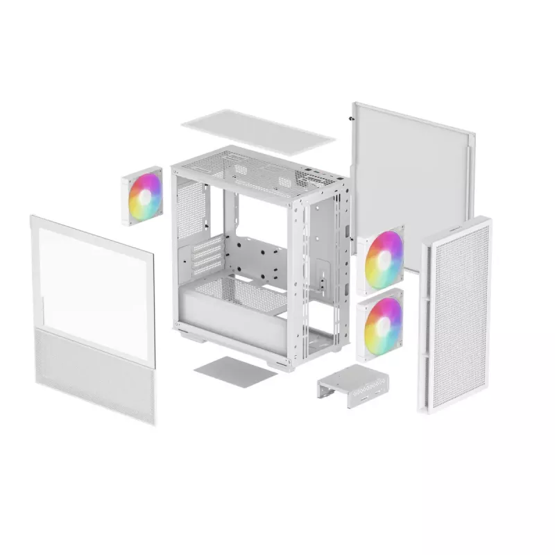 DeepCool CH360 Micro-ATX datora korpuss, rūdīts stikls, bez barošanas bloka, balts