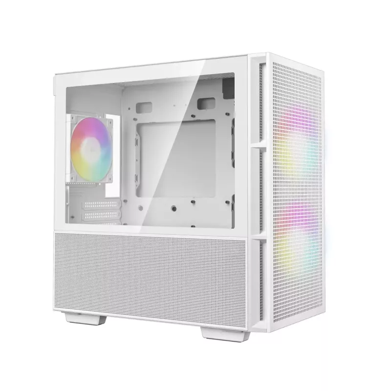 DeepCool CH360 Micro-ATX datora korpuss, rūdīts stikls, bez barošanas bloka, balts