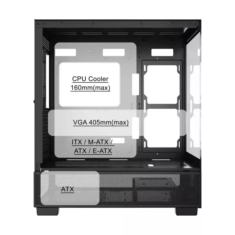 Datora korpuss GEMBIRD Fornax X550, ATX, melns