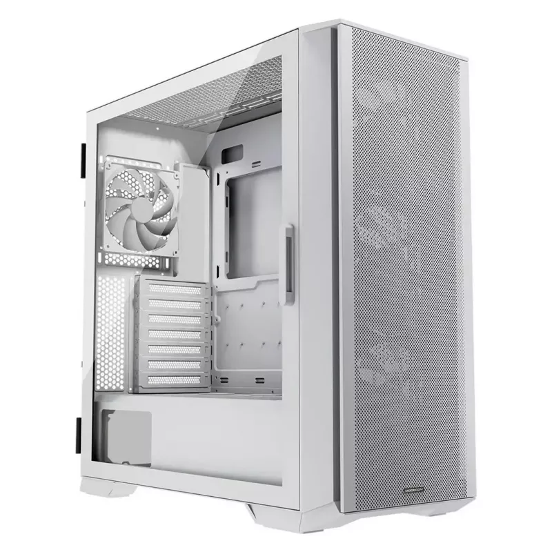 Datora korpuss MODECOM HORIZON FLOW MIDI balta — Midi-Tower, ARGB, Rūdīts stikls, micro ATX, USB-C, 3x140 mm priekšā, 1x140 mm aizmugurē, GPU līdz 400 mm, CPU dzesētāja augstums 172 mm