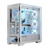 Datora korpuss MODECOM HORIZON FLOW MIDI balta — Midi-Tower, ARGB, Rūdīts stikls, micro ATX, USB-C, 3x140 mm priekšā, 1x140 mm aizmugurē, GPU līdz 400 mm, CPU dzesētāja augstums 172 mm