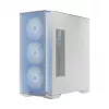 Datora korpuss MODECOM HORIZON FLOW MIDI balta — Midi-Tower, ARGB, Rūdīts stikls, micro ATX, USB-C, 3x140 mm priekšā, 1x140 mm aizmugurē, GPU līdz 400 mm, CPU dzesētāja augstums 172 mm