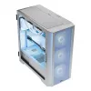 Datora korpuss MODECOM HORIZON FLOW MIDI balta — Midi-Tower, ARGB, Rūdīts stikls, micro ATX, USB-C, 3x140 mm priekšā, 1x140 mm aizmugurē, GPU līdz 400 mm, CPU dzesētāja augstums 172 mm