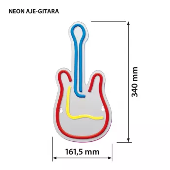 LED neona izkārtne ActiveJet AJE-NEON GUITAR daudzkrāsu USB 5V, 240×176×20 mm, virsmas montāža