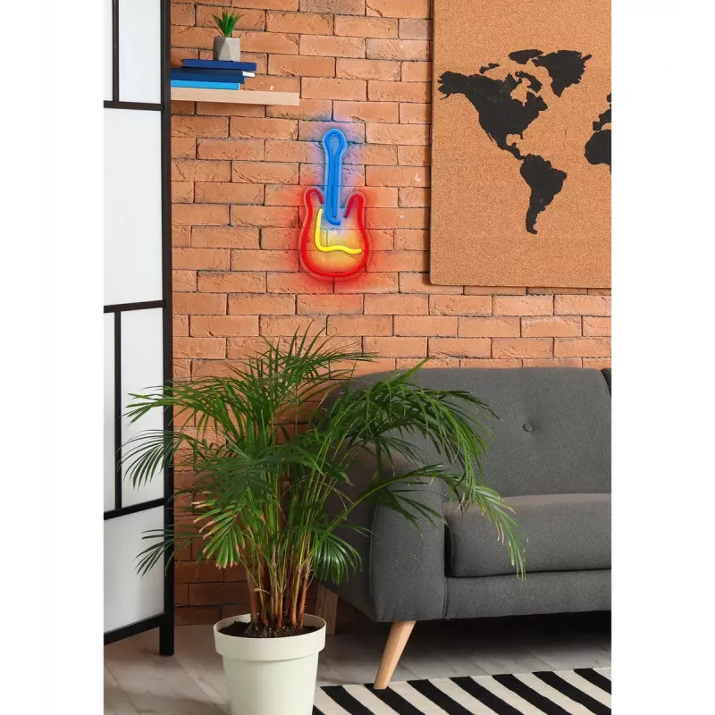 LED neona izkārtne ActiveJet AJE-NEON GUITAR daudzkrāsu USB 5V, 240×176×20 mm, virsmas montāža