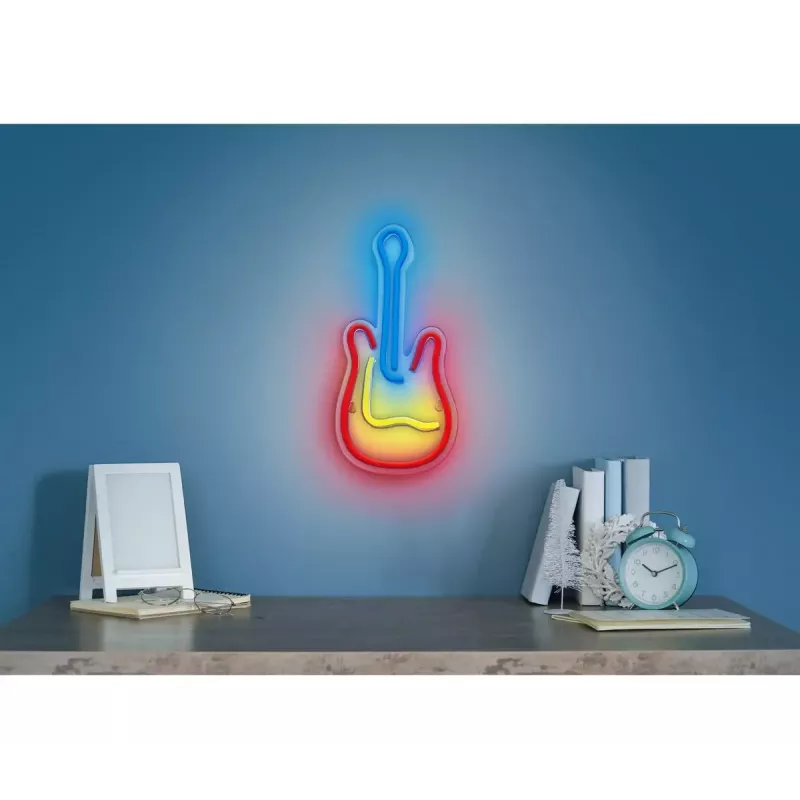 LED neona izkārtne ActiveJet AJE-NEON GUITAR daudzkrāsu USB 5V, 240×176×20 mm, virsmas montāža