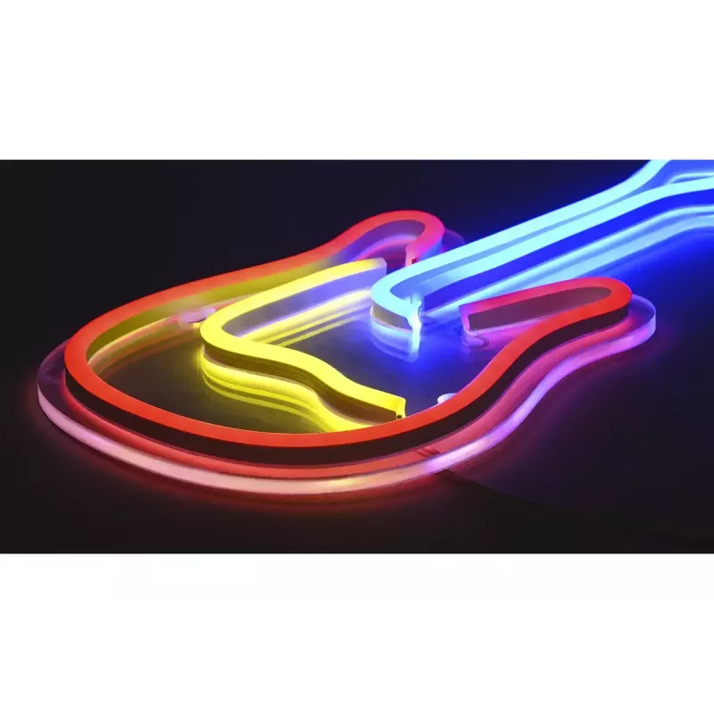 LED neona izkārtne ActiveJet AJE-NEON GUITAR daudzkrāsu USB 5V, 240×176×20 mm, virsmas montāža