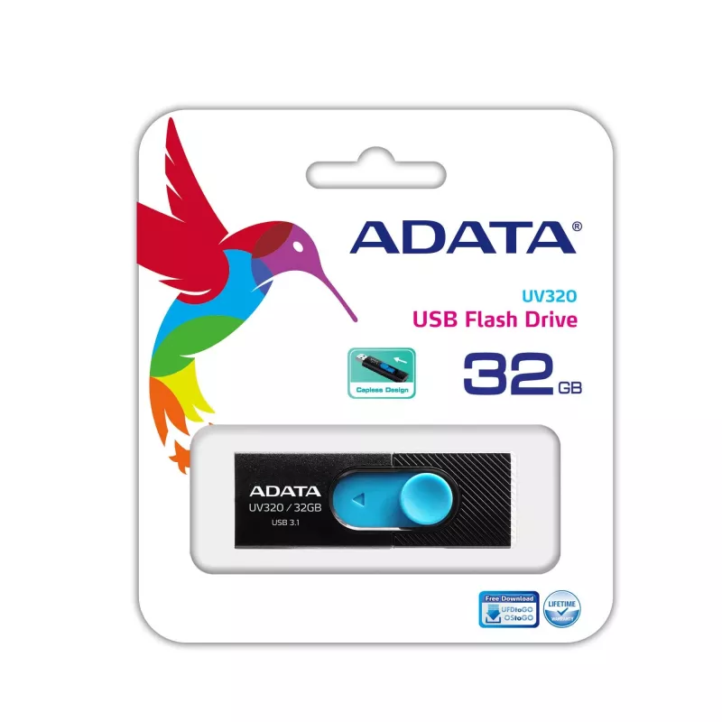 ADATA UV320 USB zibatmiņa 32 GB USB Type-A 3.2 Gen 1 (3.1 Gen 1) Melns, Zils