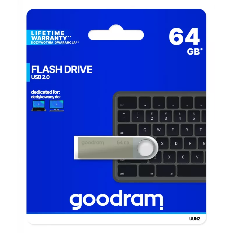 Goodram UUN2 USB zibatmiņa 64 GB USB Type-A 2.0 Sudraba