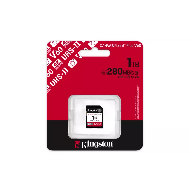 Kingston Technology 1TB Canvas React Plus SDXC UHS-II 280R/150W U3 V60 Full HD/4K