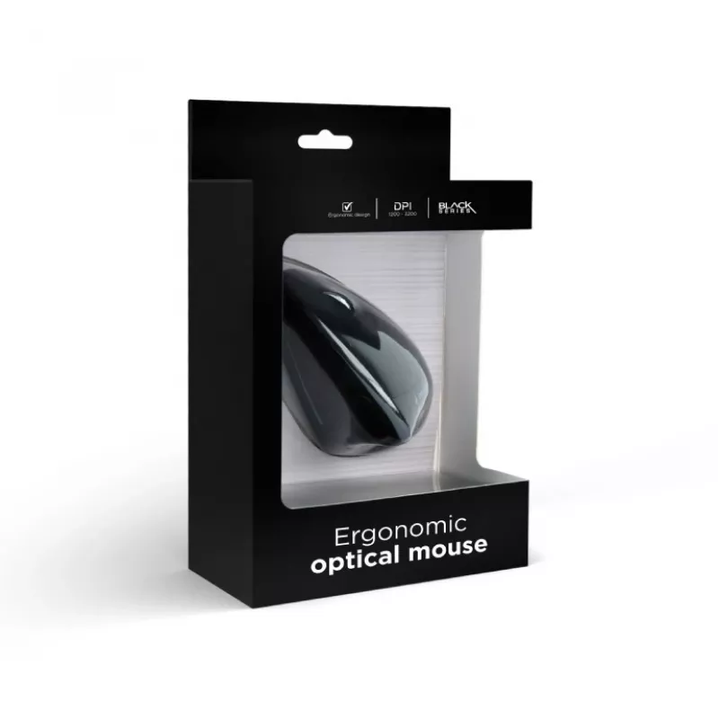 GEMBIRD optiskā pele MUS-ERGO-01 - ergonomiska 6 pogu, ritenītis, USB, melna