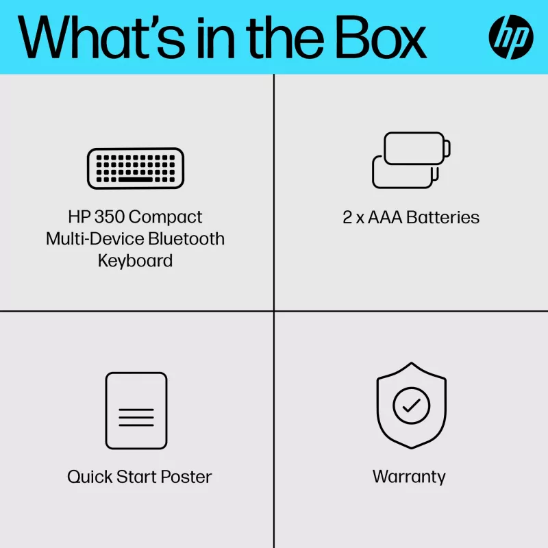 HP 350 Compact Multi-Device Bluetooth tastatūra, bezvadu, Bluetooth, mehāniska, QWERTY, melna
