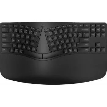 HP 965 Ergonomic bezvadu tastatūra, pilna izmēra (100%), bezvadu, RF bezvadu + Bluetooth, membrānas, QWERTY, melna