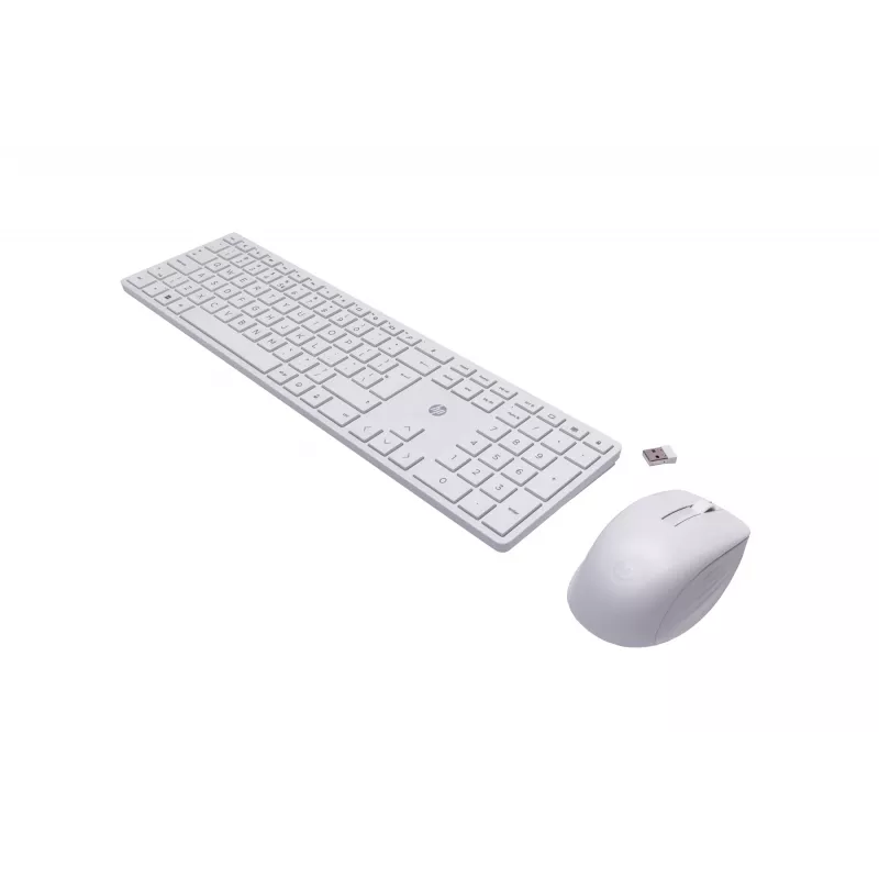 HP 650 bezvadu tastatūras un peles komplekts, bezvadu, RF bezvadu, Membrānas, QWERTY, Balta, Iekļauta pele