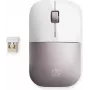 HP Wireless pele Z3700 - Balti/rozā, piemērota abām rokām, RF bezvadu, 1200 DPI, Rozā, Balta