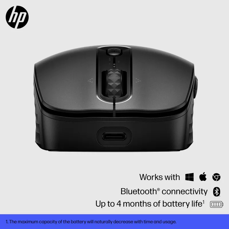 HP 690 uzlādējama bezvadu pele, piemērota abām rokām, Bluetooth, 4000 DPI, melna