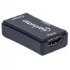 AV atkārtotājs Manhattan HDMI Repeater 4K@60Hz, 1xHDMI ieeja/izeja, 600 MHz joslas platums, līdz 40 m, barošana caur micro‑USB, melns