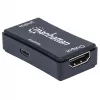 AV atkārtotājs Manhattan HDMI Repeater 4K@60Hz, 1xHDMI ieeja/izeja, 600 MHz joslas platums, līdz 40 m, barošana caur micro‑USB, melns
